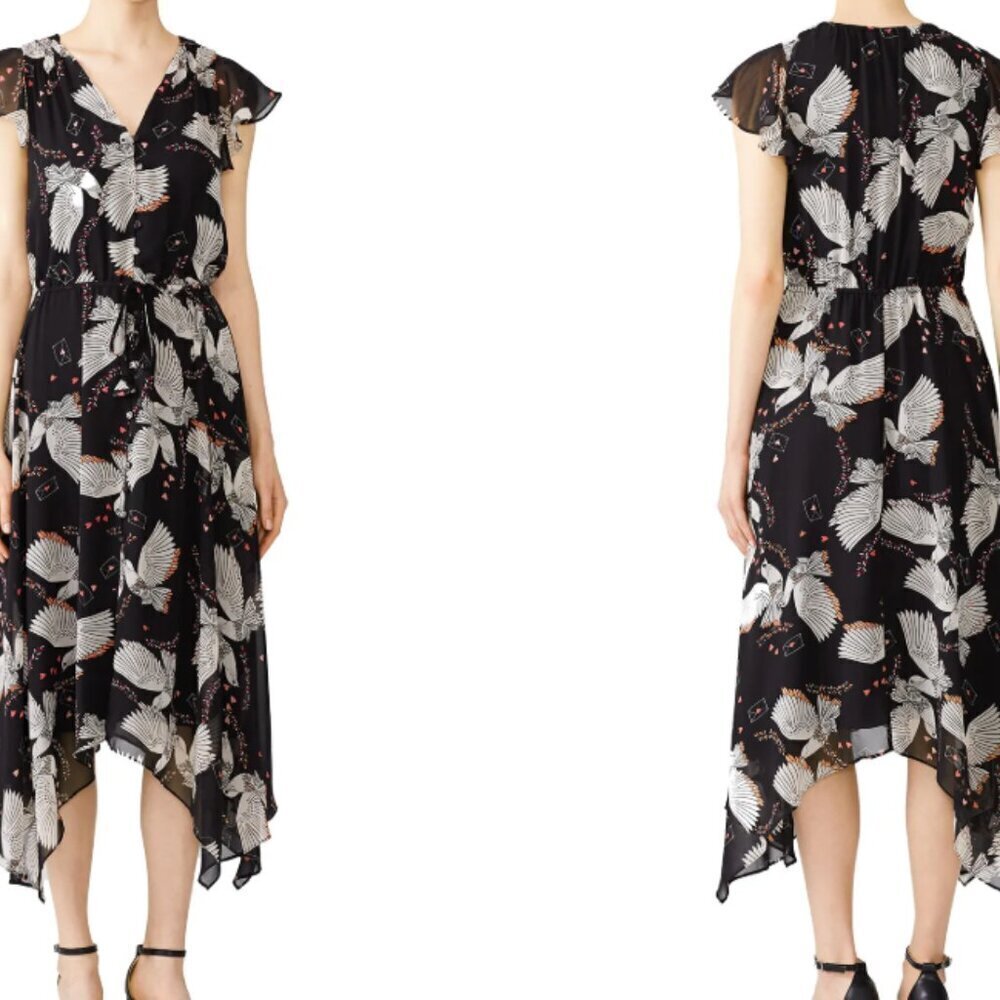 Rebecca Minkoff Harper Love Bird Midi Dress Hearts Floral
